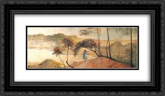 Follow the Stream (right wing) 24x14 Black Ornate Wood Framed Art Print Poster with Double Matting by Malczewski, Jacek