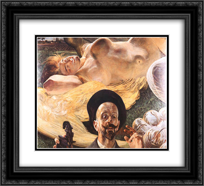 Harpy in a dream 22x20 Black Ornate Wood Framed Art Print Poster with Double Matting by Malczewski, Jacek