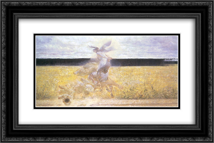 In the dust cloud 24x16 Black Ornate Wood Framed Art Print Poster with Double Matting by Malczewski, Jacek