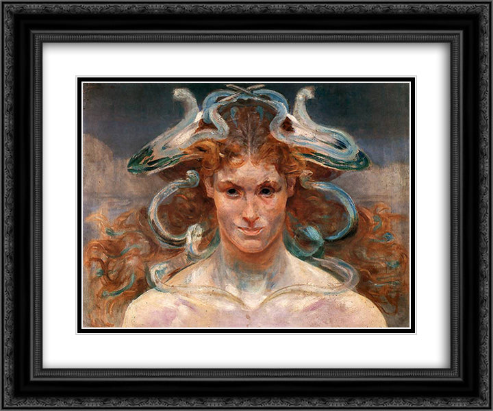 Medusa 24x20 Black Ornate Wood Framed Art Print Poster with Double Matting by Malczewski, Jacek