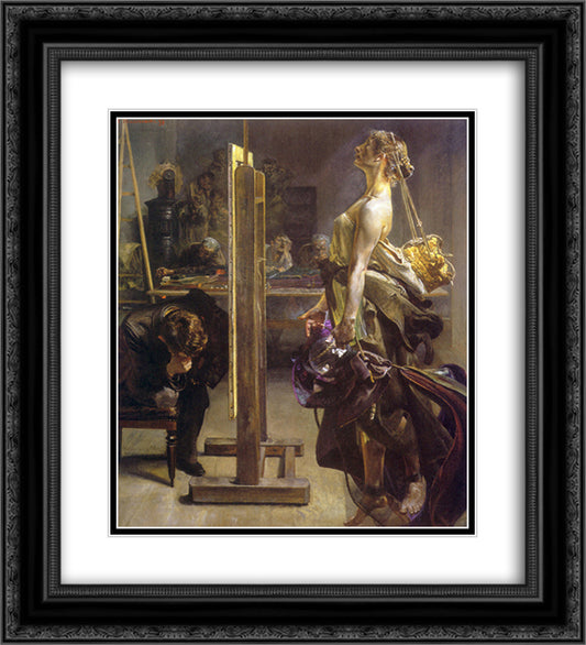 Painter's Inspiration 20x22 Black Ornate Wood Framed Art Print Poster with Double Matting by Malczewski, Jacek