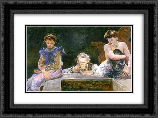 Poisoned Well 24x18 Black Ornate Wood Framed Art Print Poster with Double Matting by Malczewski, Jacek