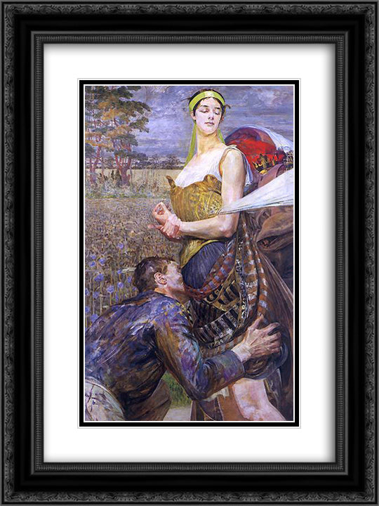 Polonia 18x24 Black Ornate Wood Framed Art Print Poster with Double Matting by Malczewski, Jacek