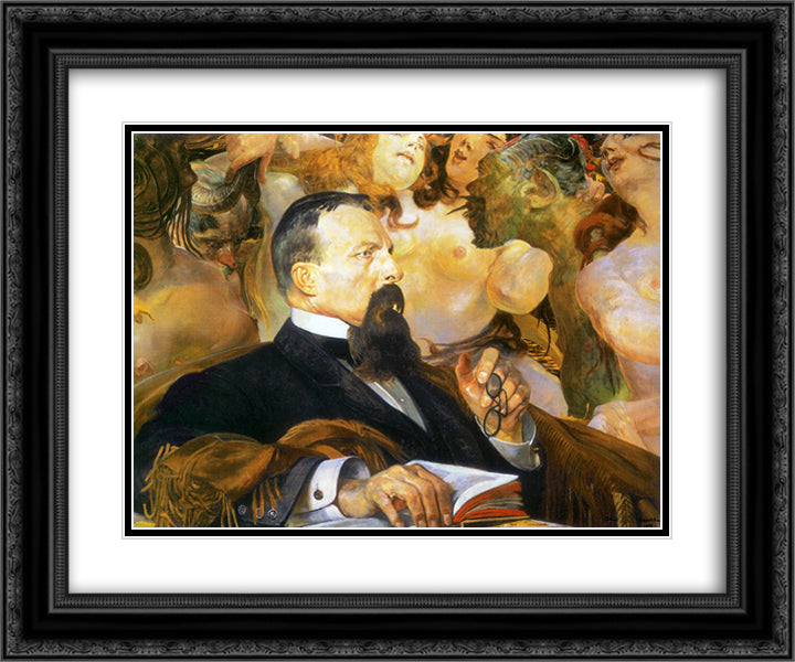 Portrait of Edward Raczynski 24x20 Black Ornate Wood Framed Art Print Poster with Double Matting by Malczewski, Jacek