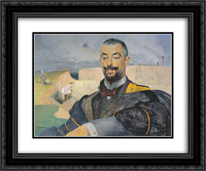 Portrait of Erazm Baracz 24x20 Black Ornate Wood Framed Art Print Poster with Double Matting by Malczewski, Jacek