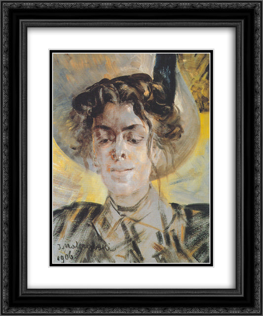 Portrait of Maria Balowa 20x24 Black Ornate Wood Framed Art Print Poster with Double Matting by Malczewski, Jacek