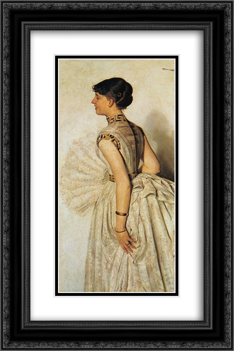 Portrait of the Artist's Fiance 16x24 Black Ornate Wood Framed Art Print Poster with Double Matting by Malczewski, Jacek