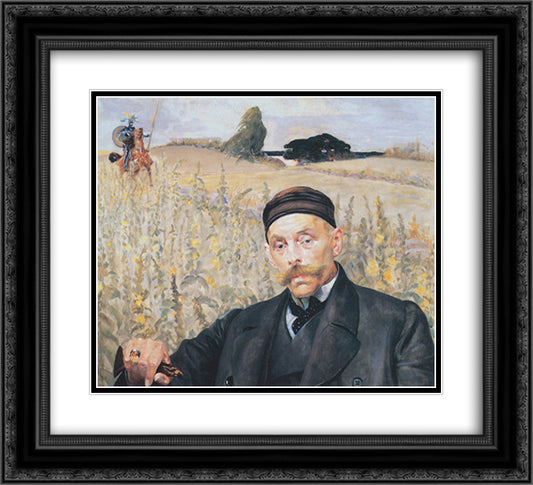 Portrait of Waclaw Karczewski 22x20 Black Ornate Wood Framed Art Print Poster with Double Matting by Malczewski, Jacek