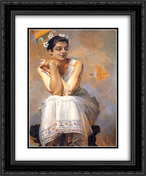 Pythia 20x24 Black Ornate Wood Framed Art Print Poster with Double Matting by Malczewski, Jacek