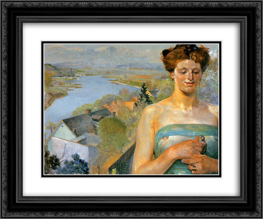 Spring 24x20 Black Ornate Wood Framed Art Print Poster with Double Matting by Malczewski, Jacek