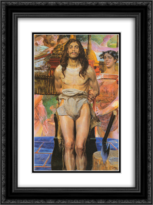 St. John and Salome 18x24 Black Ornate Wood Framed Art Print Poster with Double Matting by Malczewski, Jacek