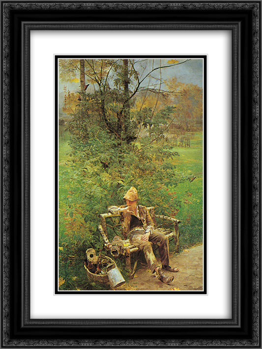 The Painter Boy 18x24 Black Ornate Wood Framed Art Print Poster with Double Matting by Malczewski, Jacek