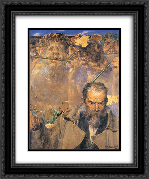 The story of a song (Portrait of Adam Asnyk) 20x24 Black Ornate Wood Framed Art Print Poster with Double Matting by Malczewski, Jacek