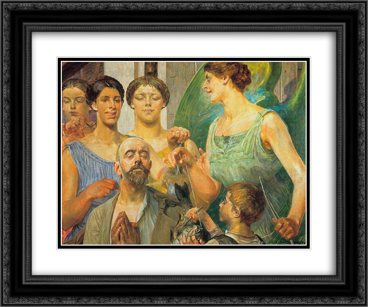 Tobiah and the Fates 24x20 Black Ornate Wood Framed Art Print Poster with Double Matting by Malczewski, Jacek