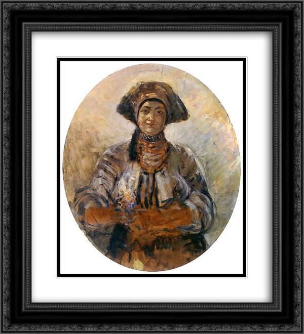 Ukrainian 20x22 Black Ornate Wood Framed Art Print Poster with Double Matting by Malczewski, Jacek