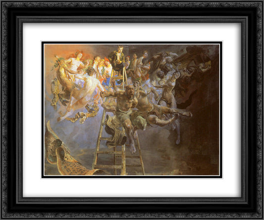 Vicious circle 24x20 Black Ornate Wood Framed Art Print Poster with Double Matting by Malczewski, Jacek