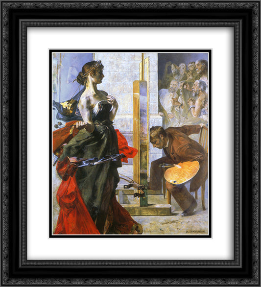 Vision 20x22 Black Ornate Wood Framed Art Print Poster with Double Matting by Malczewski, Jacek