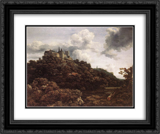 Bentheim Castle 24x20 Black Ornate Wood Framed Art Print Poster with Double Matting by van Ruisdael, Jacob Isaakszoon