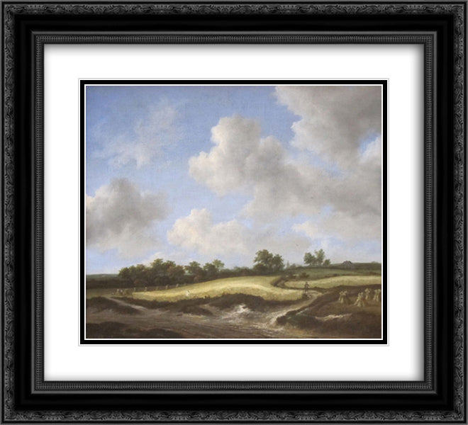 Landscape with a Wheatfield 22x20 Black Ornate Wood Framed Art Print Poster with Double Matting by van Ruisdael, Jacob Isaakszoon