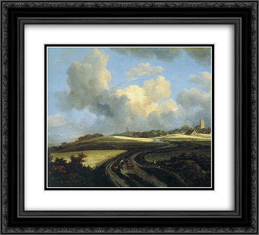 Road through Corn Fields near the Zuider Zee 22x20 Black Ornate Wood Framed Art Print Poster with Double Matting by van Ruisdael, Jacob Isaakszoon