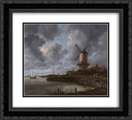 Tower Mill at Wijk bij Duurstede, Netherlands 22x20 Black Ornate Wood Framed Art Print Poster with Double Matting by van Ruisdael, Jacob Isaakszoon