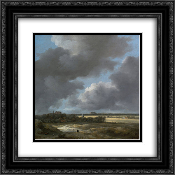 View of Alkmaar 20x20 Black Ornate Wood Framed Art Print Poster with Double Matting by van Ruisdael, Jacob Isaakszoon