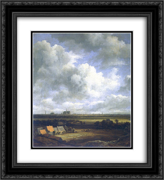 View of Haarlem with bleaching fields in the foreground 20x22 Black Ornate Wood Framed Art Print Poster with Double Matting by van Ruisdael, Jacob Isaakszoon