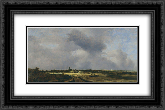 View of Naarden 24x16 Black Ornate Wood Framed Art Print Poster with Double Matting by van Ruisdael, Jacob Isaakszoon