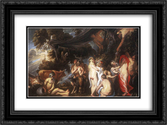 Allegory of Fertility 24x18 Black Ornate Wood Framed Art Print Poster with Double Matting by Jordaens, Jacob