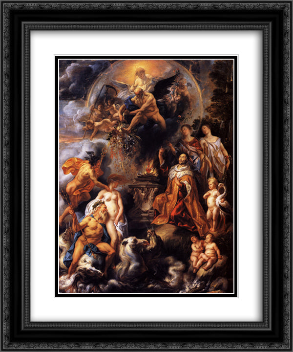 Allegory of the Peace of Westphalia 20x24 Black Ornate Wood Framed Art Print Poster with Double Matting by Jordaens, Jacob