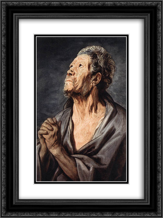 An Apostle 18x24 Black Ornate Wood Framed Art Print Poster with Double Matting by Jordaens, Jacob