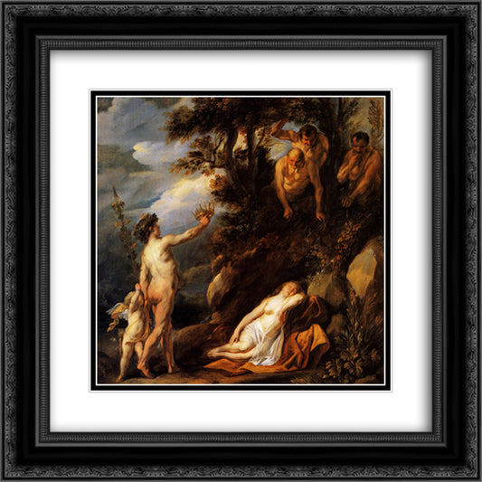 Bacchus and Ariadne 20x20 Black Ornate Wood Framed Art Print Poster with Double Matting by Jordaens, Jacob