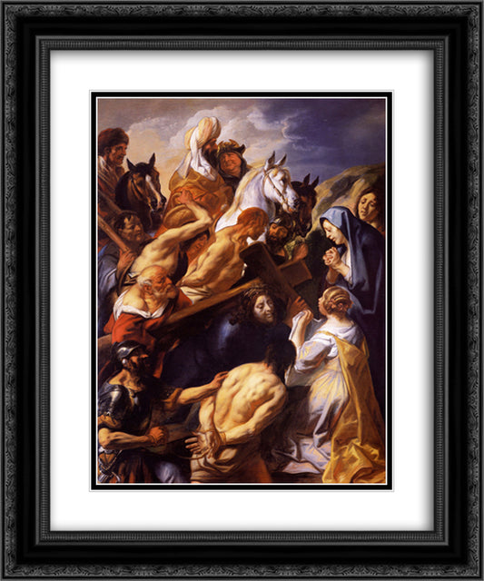 Christ Carrying the Cross 20x24 Black Ornate Wood Framed Art Print Poster with Double Matting by Jordaens, Jacob