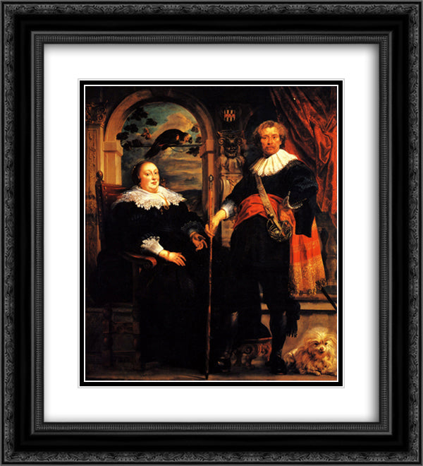 Govaert van Surpele and his wife 20x22 Black Ornate Wood Framed Art Print Poster with Double Matting by Jordaens, Jacob