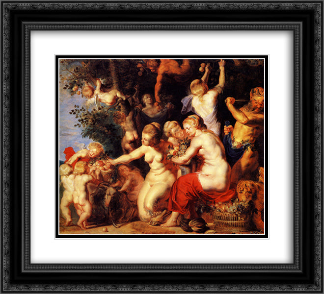 Homage to Pomona 22x20 Black Ornate Wood Framed Art Print Poster with Double Matting by Jordaens, Jacob