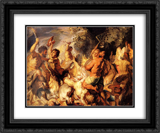 Lapiths and the Centaurs 24x20 Black Ornate Wood Framed Art Print Poster with Double Matting by Jordaens, Jacob