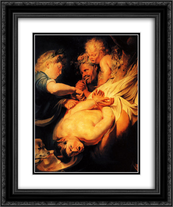 Marsyas Flayed by Apollo 20x24 Black Ornate Wood Framed Art Print Poster with Double Matting by Jordaens, Jacob