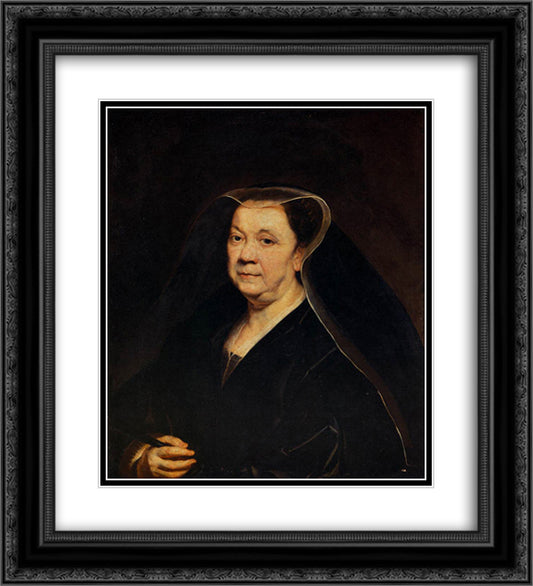 Portrait of a Gentlewoman 20x22 Black Ornate Wood Framed Art Print Poster with Double Matting by Jordaens, Jacob