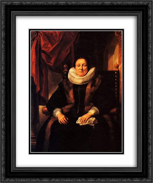 Portrait of a lady sitting in a chair 20x24 Black Ornate Wood Framed Art Print Poster with Double Matting by Jordaens, Jacob