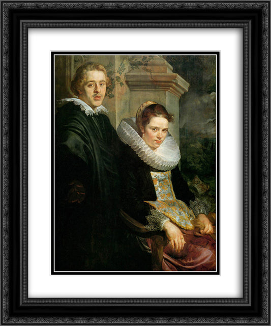 Portrait of a Young Married Couple 20x24 Black Ornate Wood Framed Art Print Poster with Double Matting by Jordaens, Jacob