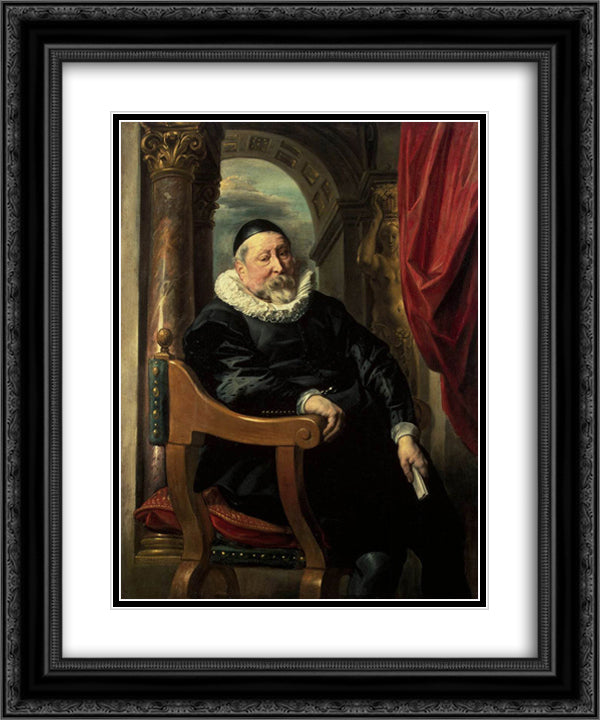 Portrait of an Old Man 20x24 Black Ornate Wood Framed Art Print Poster with Double Matting by Jordaens, Jacob