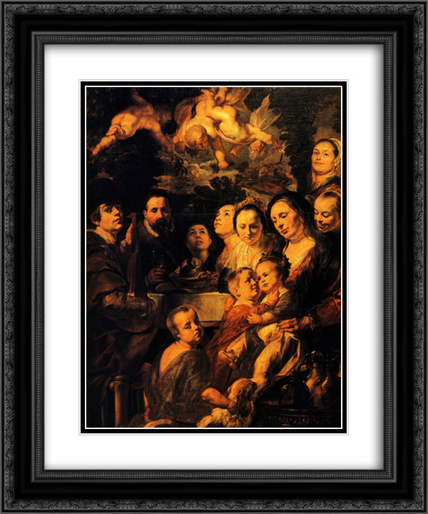 Portrait of Jordaens family 20x24 Black Ornate Wood Framed Art Print Poster with Double Matting by Jordaens, Jacob