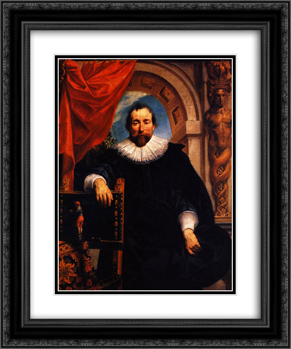 Portrait of the Rogier Witer 20x24 Black Ornate Wood Framed Art Print Poster with Double Matting by Jordaens, Jacob