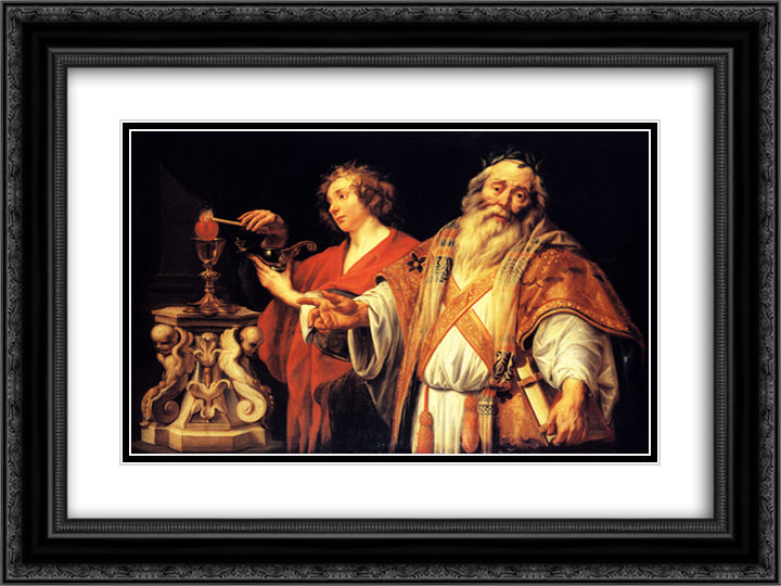 Religious allegory 24x18 Black Ornate Wood Framed Art Print Poster with Double Matting by Jordaens, Jacob