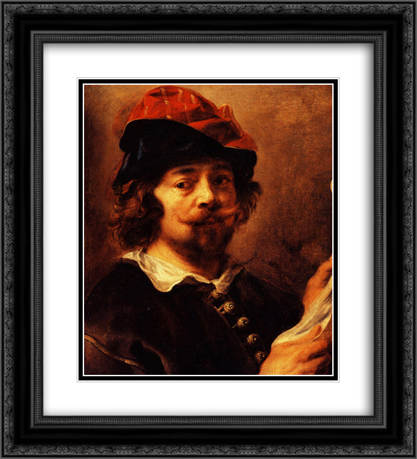 Self-Portrait 20x22 Black Ornate Wood Framed Art Print Poster with Double Matting by Jordaens, Jacob