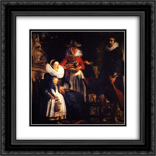 The Artist's Family 20x20 Black Ornate Wood Framed Art Print Poster with Double Matting by Jordaens, Jacob