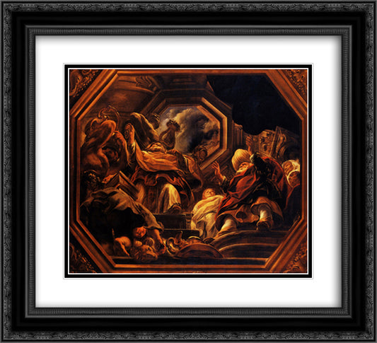 The father of the Psyche consultants of Oracle in the Temple of Apollo 22x20 Black Ornate Wood Framed Art Print Poster with Double Matting by Jordaens, Jacob