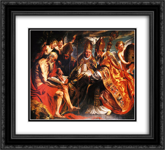 The four Latin fathers of the Church 22x20 Black Ornate Wood Framed Art Print Poster with Double Matting by Jordaens, Jacob