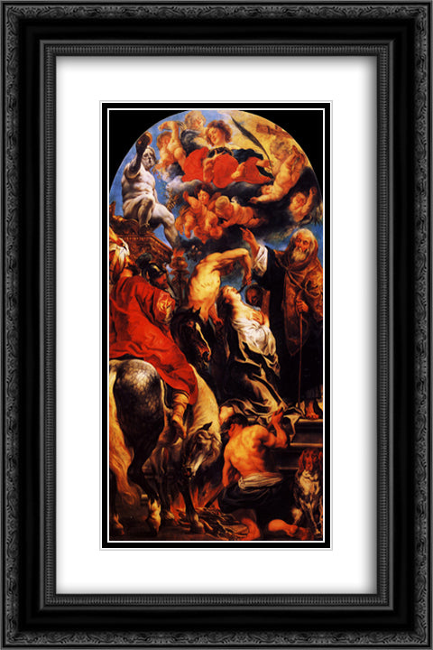 The Martyrdom of St. Apollonia 16x24 Black Ornate Wood Framed Art Print Poster with Double Matting by Jordaens, Jacob