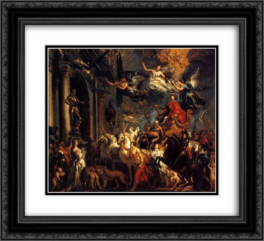 The Triumph of Frederic-Henri 22x20 Black Ornate Wood Framed Art Print Poster with Double Matting by Jordaens, Jacob